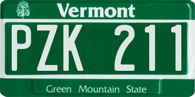 VT license plate PZK211