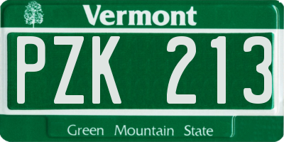 VT license plate PZK213