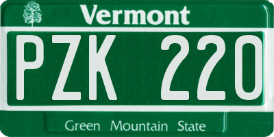 VT license plate PZK220