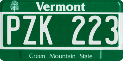 VT license plate PZK223
