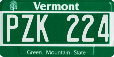 VT license plate PZK224