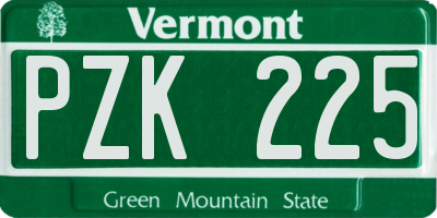 VT license plate PZK225