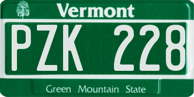 VT license plate PZK228