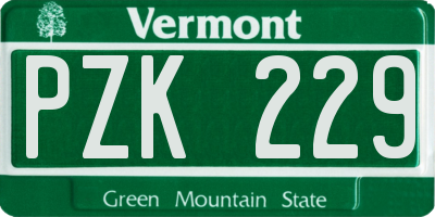 VT license plate PZK229