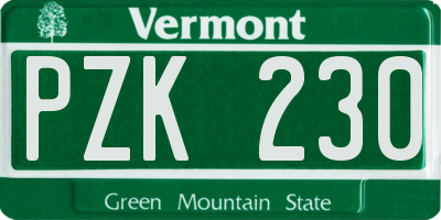 VT license plate PZK230