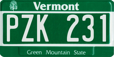 VT license plate PZK231