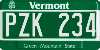 VT license plate PZK234