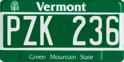 VT license plate PZK236