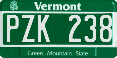 VT license plate PZK238