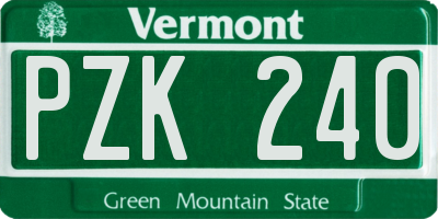 VT license plate PZK240