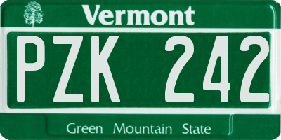 VT license plate PZK242