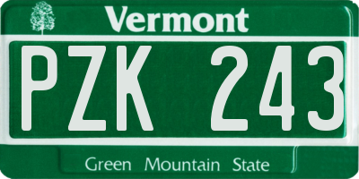 VT license plate PZK243