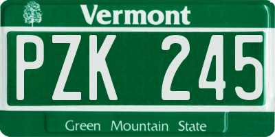 VT license plate PZK245