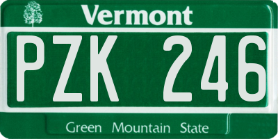 VT license plate PZK246