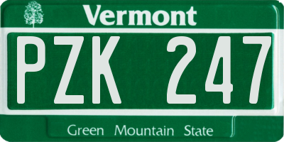 VT license plate PZK247