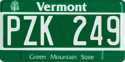 VT license plate PZK249