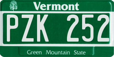 VT license plate PZK252