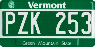 VT license plate PZK253