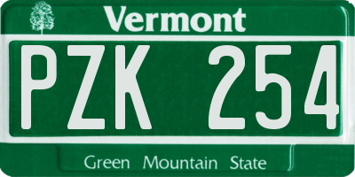VT license plate PZK254