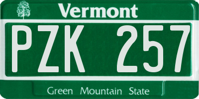 VT license plate PZK257