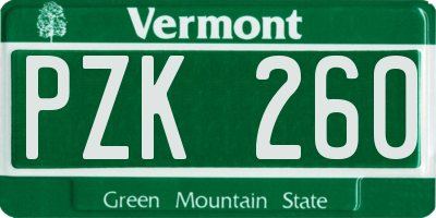 VT license plate PZK260
