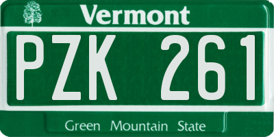 VT license plate PZK261