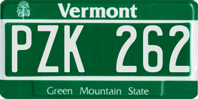 VT license plate PZK262