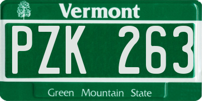VT license plate PZK263