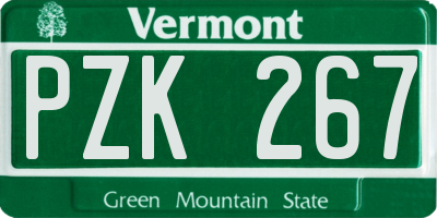 VT license plate PZK267