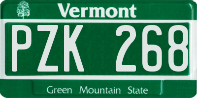 VT license plate PZK268