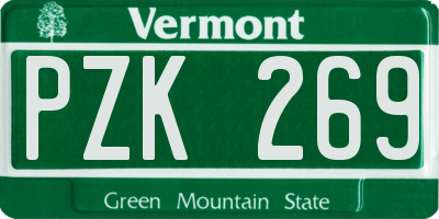VT license plate PZK269