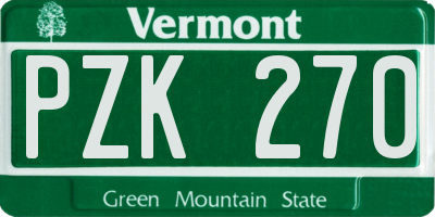 VT license plate PZK270