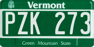 VT license plate PZK273