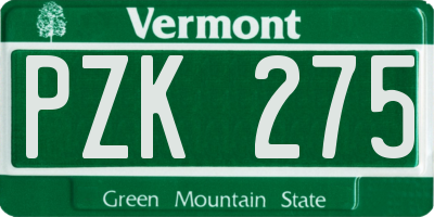 VT license plate PZK275