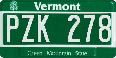 VT license plate PZK278