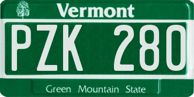 VT license plate PZK280