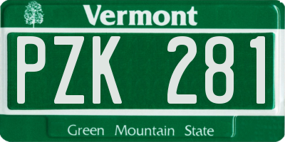 VT license plate PZK281