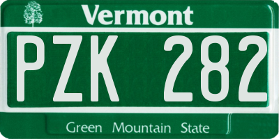 VT license plate PZK282