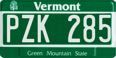 VT license plate PZK285