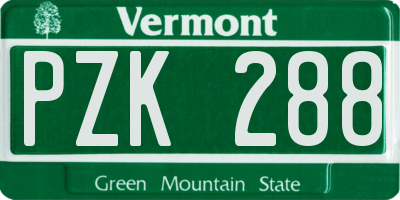 VT license plate PZK288