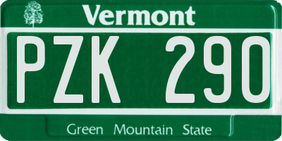 VT license plate PZK290