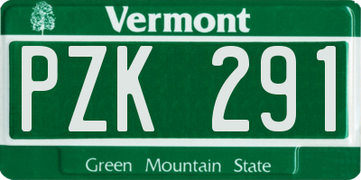 VT license plate PZK291