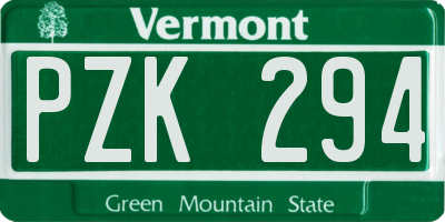 VT license plate PZK294