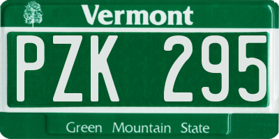 VT license plate PZK295