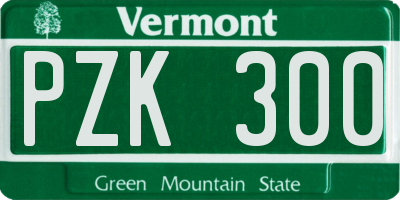 VT license plate PZK300