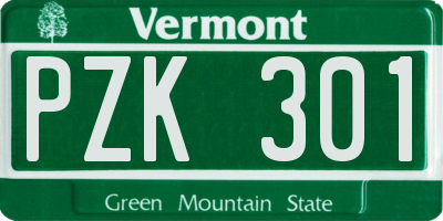 VT license plate PZK301