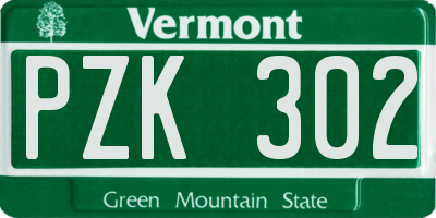 VT license plate PZK302