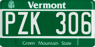 VT license plate PZK306