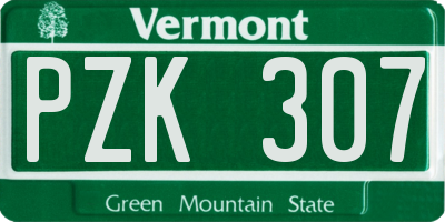 VT license plate PZK307