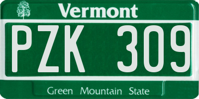 VT license plate PZK309